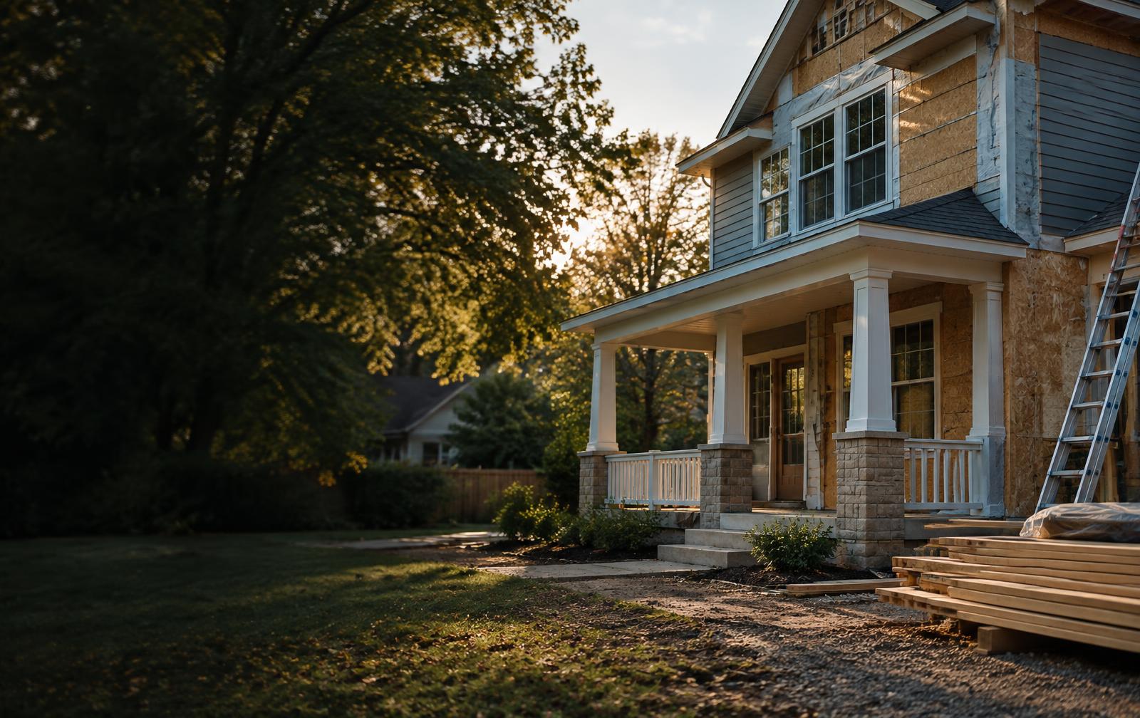 A home with renovation work underway